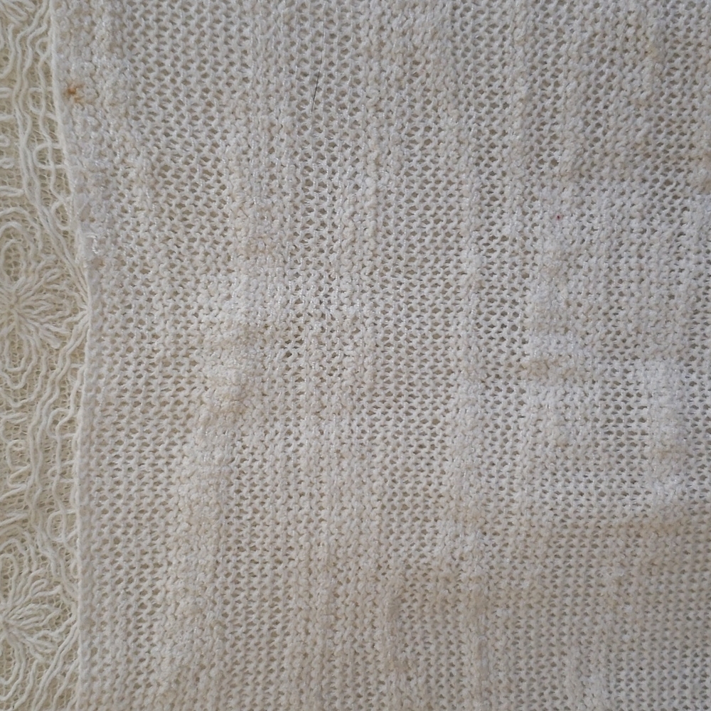 Free People Boucle Knit Ivory Ruffle Bottom Lace Insert Top - Picture 6 of 16